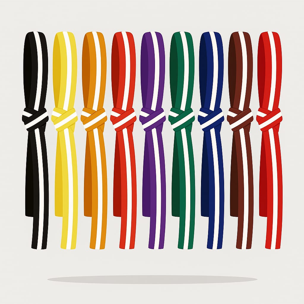 Colored Belts with White Stripes
