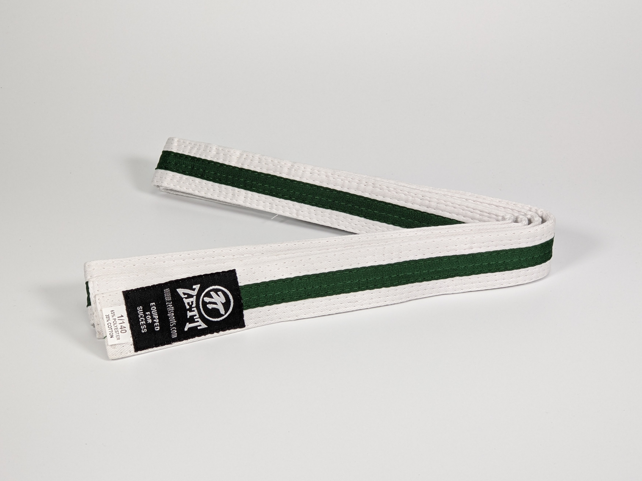 ZETT WHITE BELT WITH COLOUR STRIPE