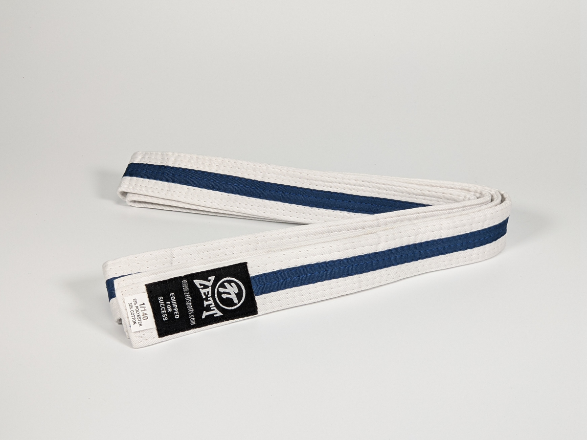 ZETT WHITE BELT WITH COLOUR STRIPE