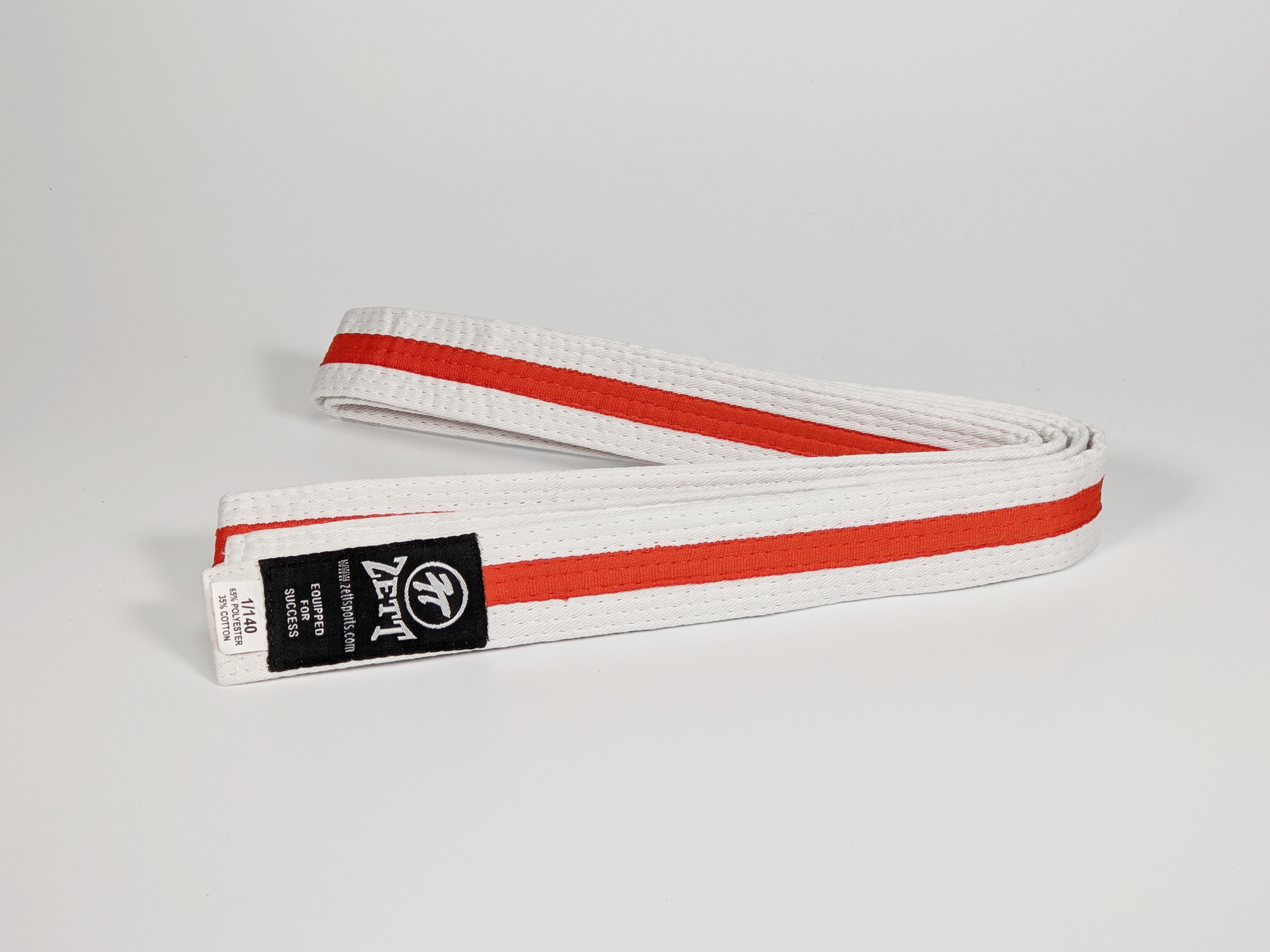 ZETT WHITE BELT WITH COLOUR STRIPE