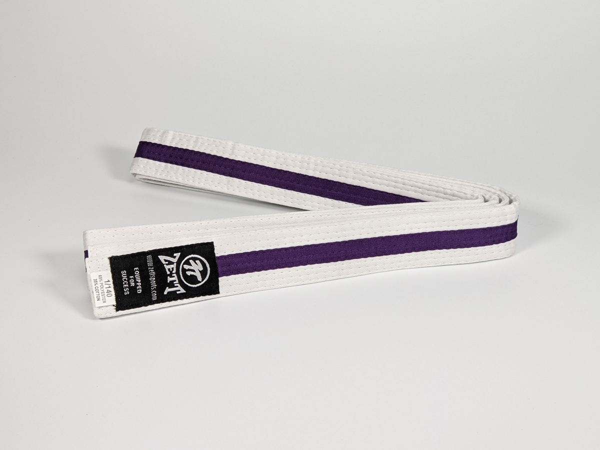 ZETT WHITE BELT WITH COLOUR STRIPE