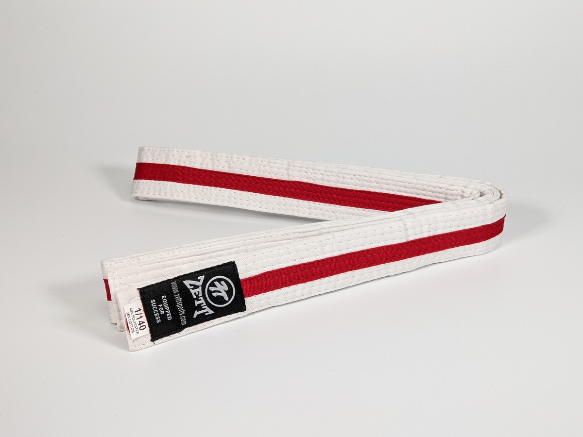 ZETT WHITE BELT WITH COLOUR STRIPE